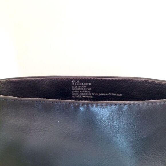 New! Faux Leather Tall Pointed Toe Knee High Black Riding Boots - Picture 7 of 13